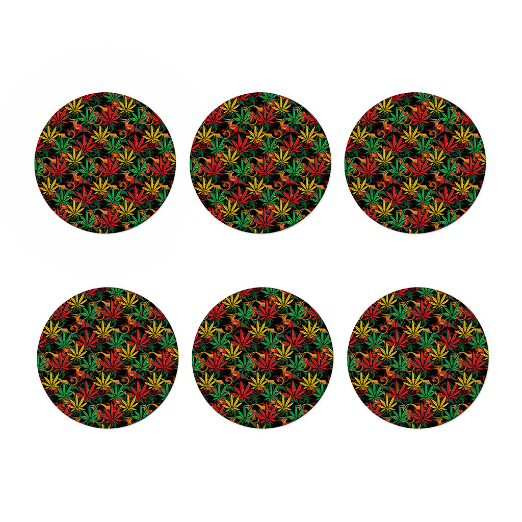 Rasta Marijuana Pattern Print Coaster Set