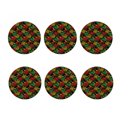 Rasta Marijuana Pattern Print Coaster Set