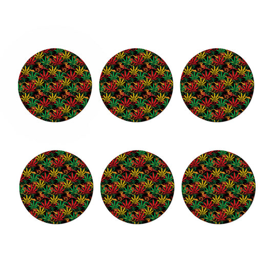 Rasta Marijuana Pattern Print Coaster Set
