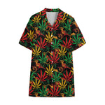 Rasta Marijuana Pattern Print Cotton Hawaiian Shirt