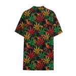 Rasta Marijuana Pattern Print Cotton Hawaiian Shirt