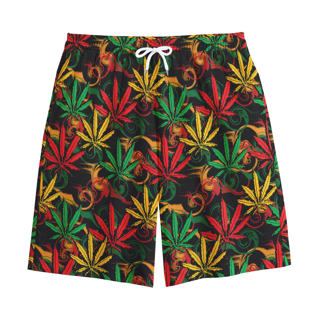 Rasta Marijuana Pattern Print Cotton Shorts