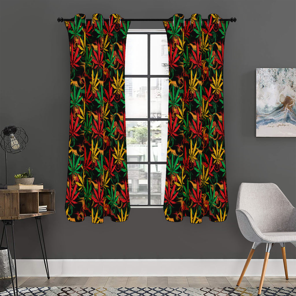 Rasta Marijuana Pattern Print Curtain