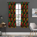 Rasta Marijuana Pattern Print Grommet Curtain Panels