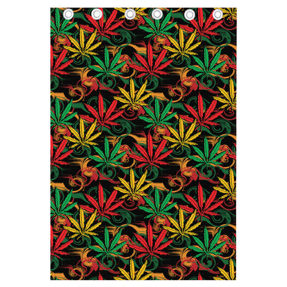 Rasta Marijuana Pattern Print Curtain