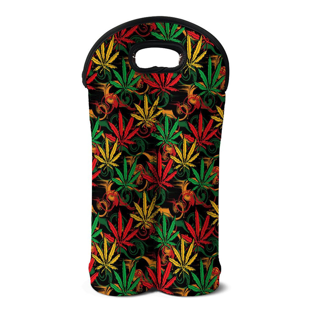 Rasta Marijuana Pattern Print Double Neoprene Wine Tote