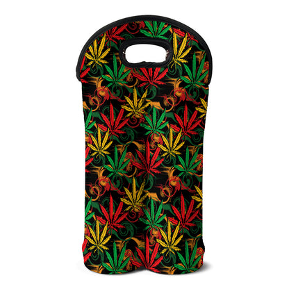 Rasta Marijuana Pattern Print Double Neoprene Wine Tote
