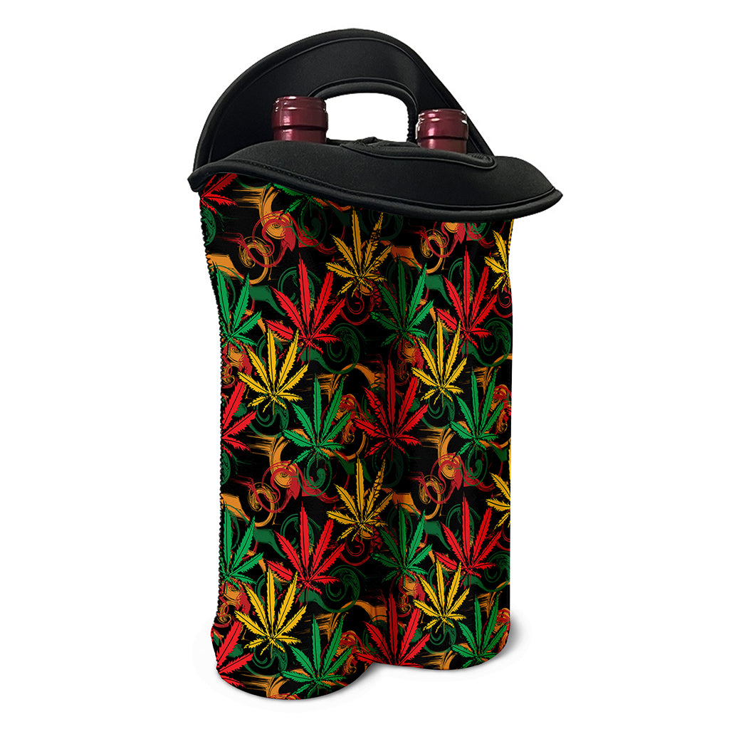 Rasta Marijuana Pattern Print Double Neoprene Wine Tote