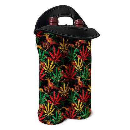 Rasta Marijuana Pattern Print Double Neoprene Wine Tote