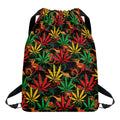 Rasta Marijuana Pattern Print Drawstring Backpack