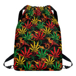 Rasta Marijuana Pattern Print Drawstring Backpack