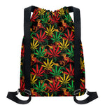 Rasta Marijuana Pattern Print Drawstring Backpack