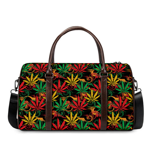 Rasta Marijuana Pattern Print Duffle Bag
