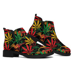 Rasta Marijuana Pattern Print Flat Ankle Boots