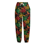 Rasta Marijuana Pattern Print Fleece Lined Knit Pants