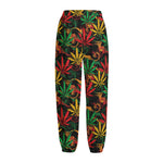 Rasta Marijuana Pattern Print Fleece Lined Knit Pants