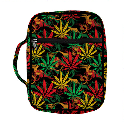 Rasta Marijuana Pattern Print Front Pocket Bible Bag