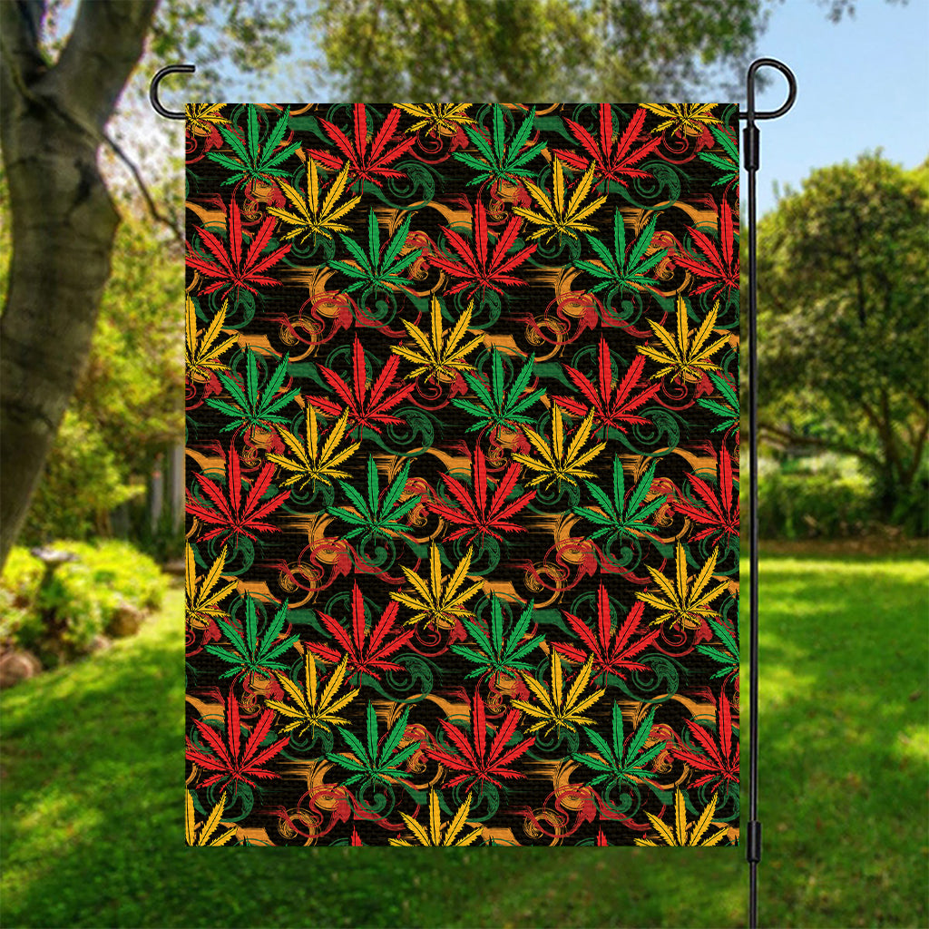 Rasta Marijuana Pattern Print Garden Flag