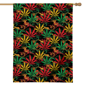 Rasta Marijuana Pattern Print House Flag