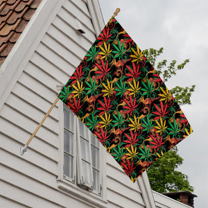 Rasta Marijuana Pattern Print House Flag