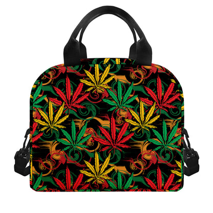 Rasta Marijuana Pattern Print Insulated Lunch Bag