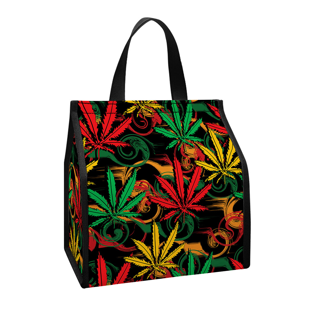 Rasta Marijuana Pattern Print Insulated Lunch Tote
