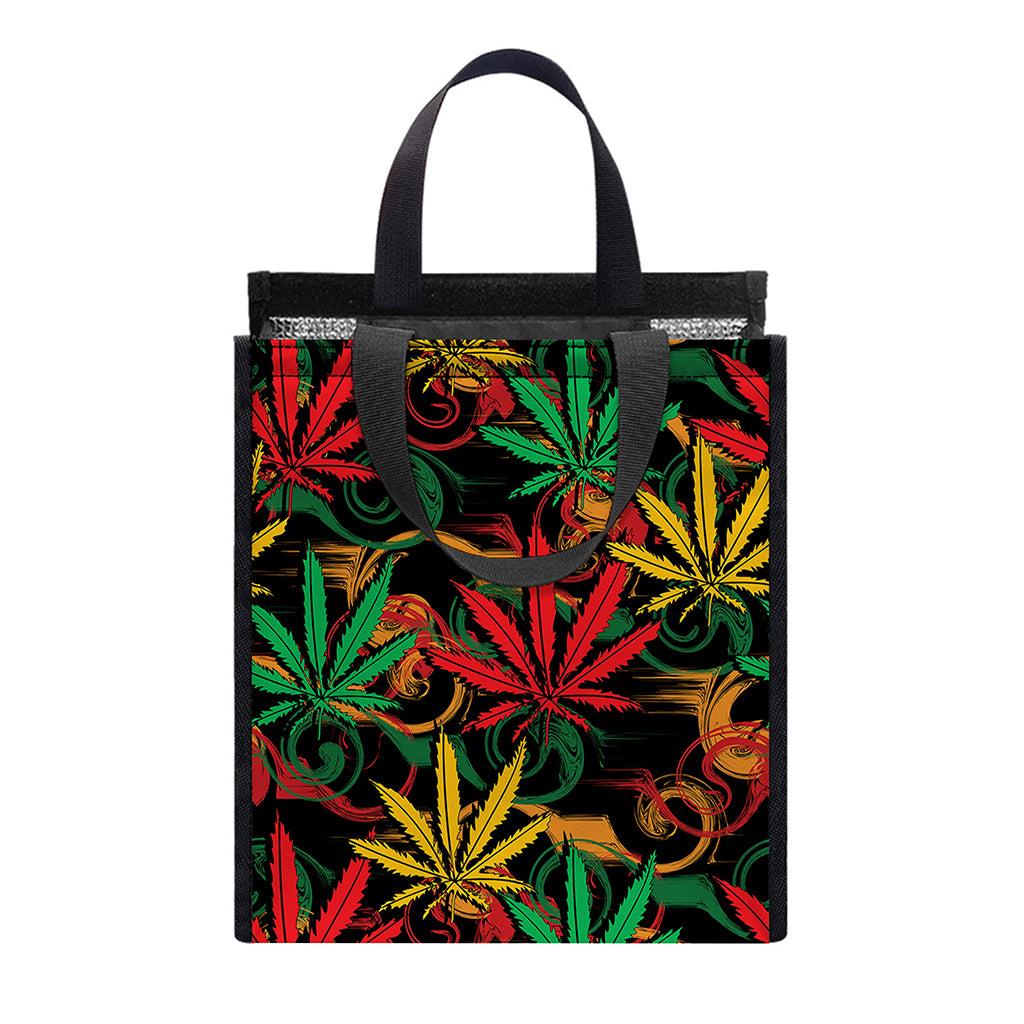 Rasta Marijuana Pattern Print Insulated Lunch Tote
