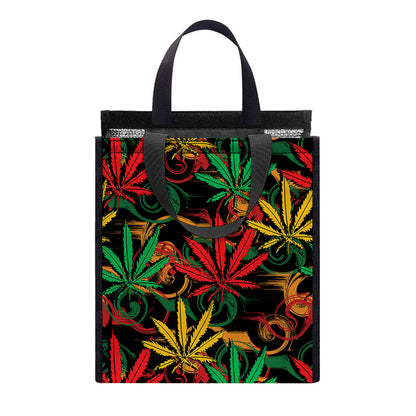 Rasta Marijuana Pattern Print Insulated Lunch Tote