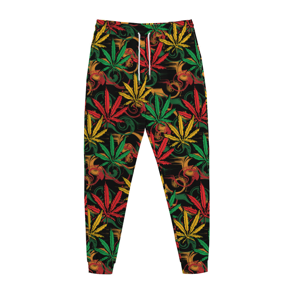 Rasta Marijuana Pattern Print Jogger Pants
