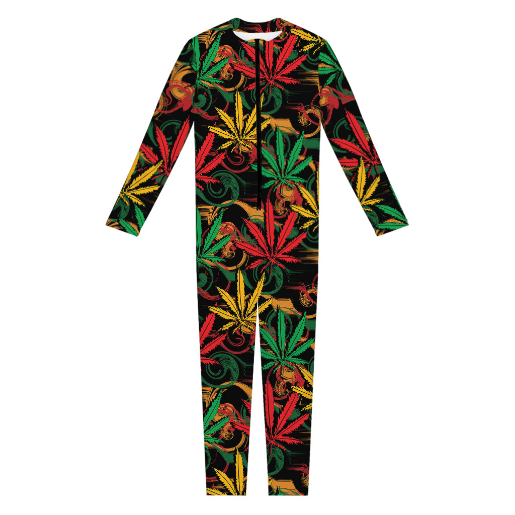 Rasta Marijuana Pattern Print Jumpsuit