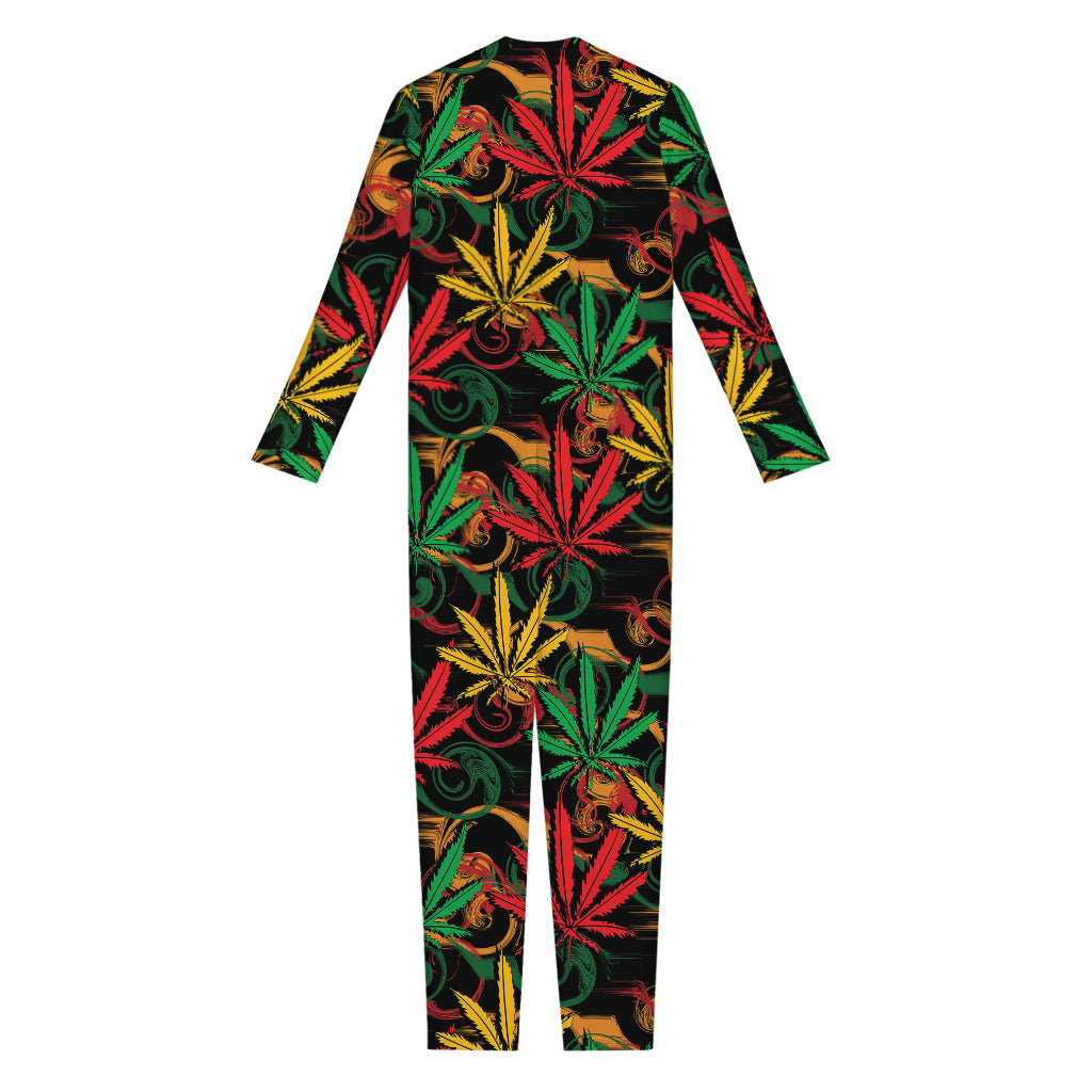 Rasta Marijuana Pattern Print Jumpsuit