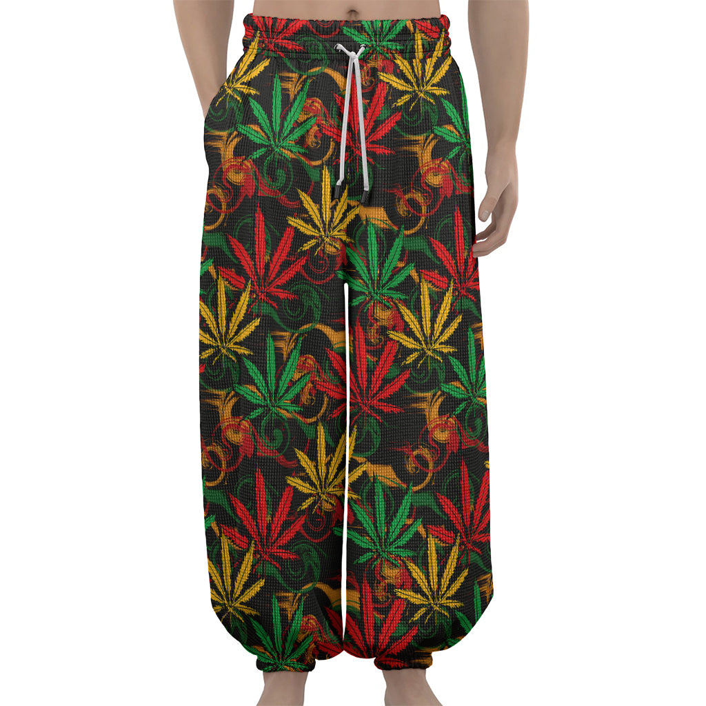 Rasta Marijuana Pattern Print Lantern Pants