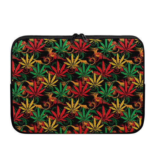 Rasta Marijuana Pattern Print Laptop Sleeve