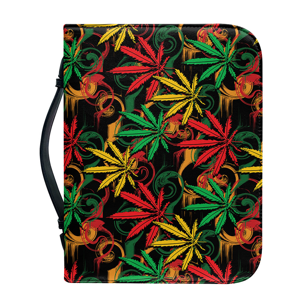 Rasta Marijuana Pattern Print Leather Bible Cover