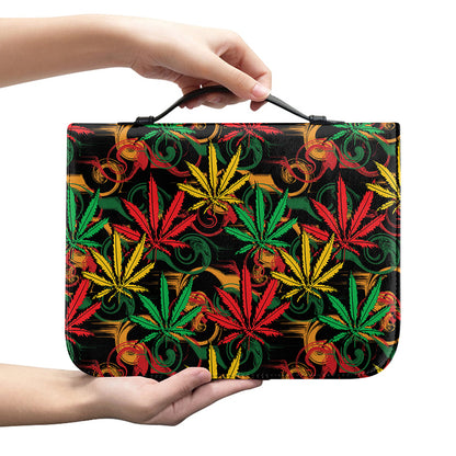 Rasta Marijuana Pattern Print Leather Bible Cover
