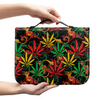 Rasta Marijuana Pattern Print Leather Bible Cover