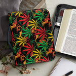 Rasta Marijuana Pattern Print Leather Bible Cover