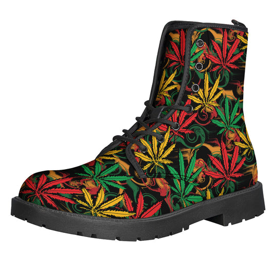 Rasta Marijuana Pattern Print Backpack