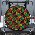 Rasta Marijuana Pattern Print Leather Spare Tire Cover