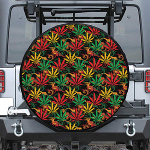 Rasta Marijuana Pattern Print Leather Spare Tire Cover