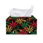 Rasta Marijuana Pattern Print Leather Tissue Box Cover
