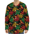 Rasta Marijuana Pattern Print Long Sleeve Baseball Jersey
