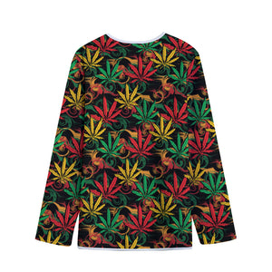 Rasta Marijuana Pattern Print Long Sleeve Short Coat