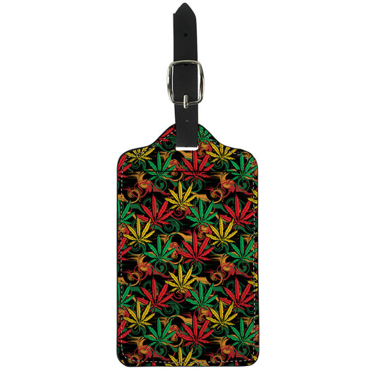 Rasta Marijuana Pattern Print Luggage Tag