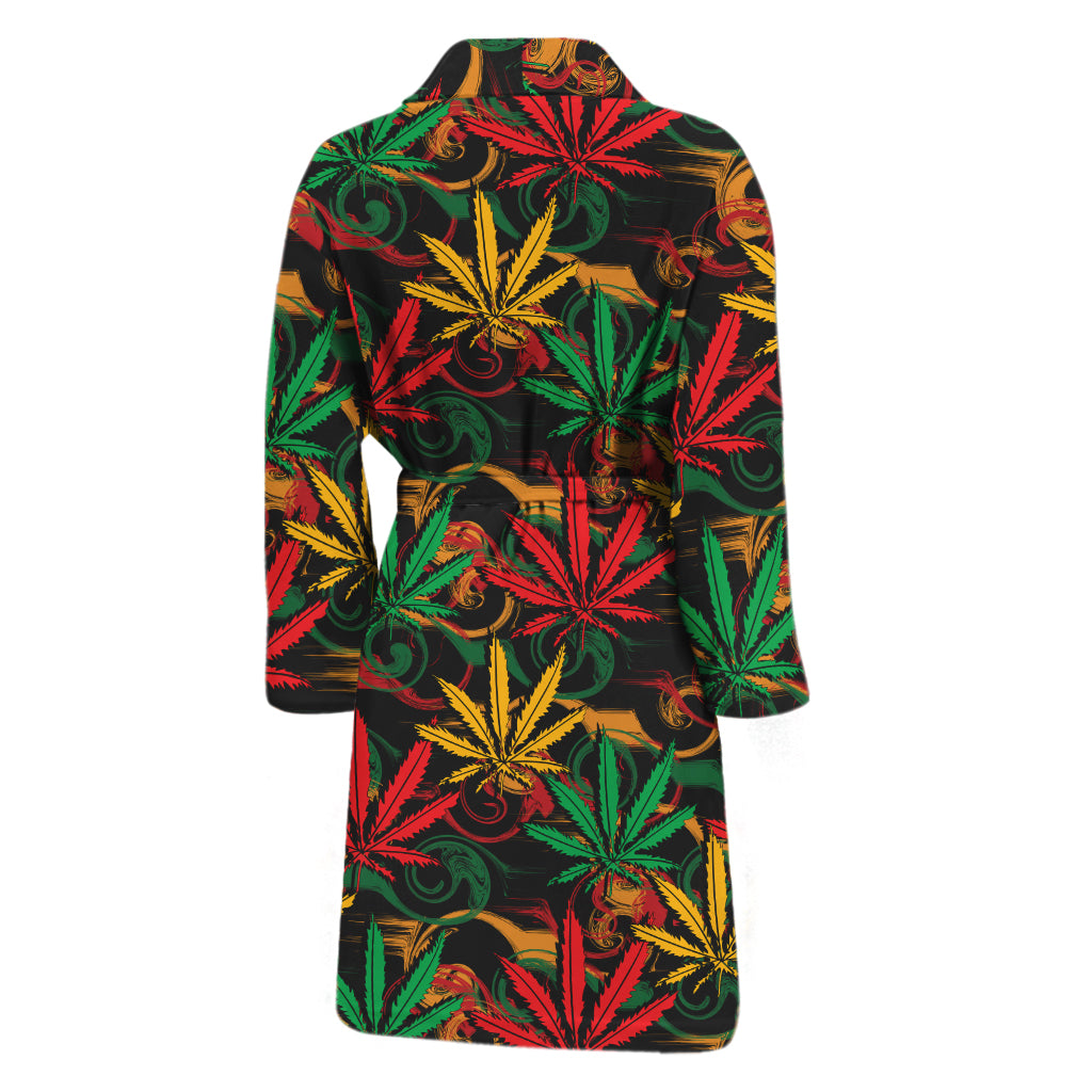 Rasta Marijuana Pattern Print Men's Bathrobe