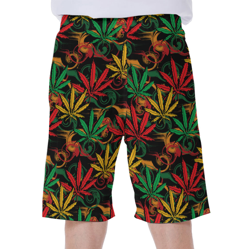 Rasta Marijuana Pattern Print Men's Beach Shorts