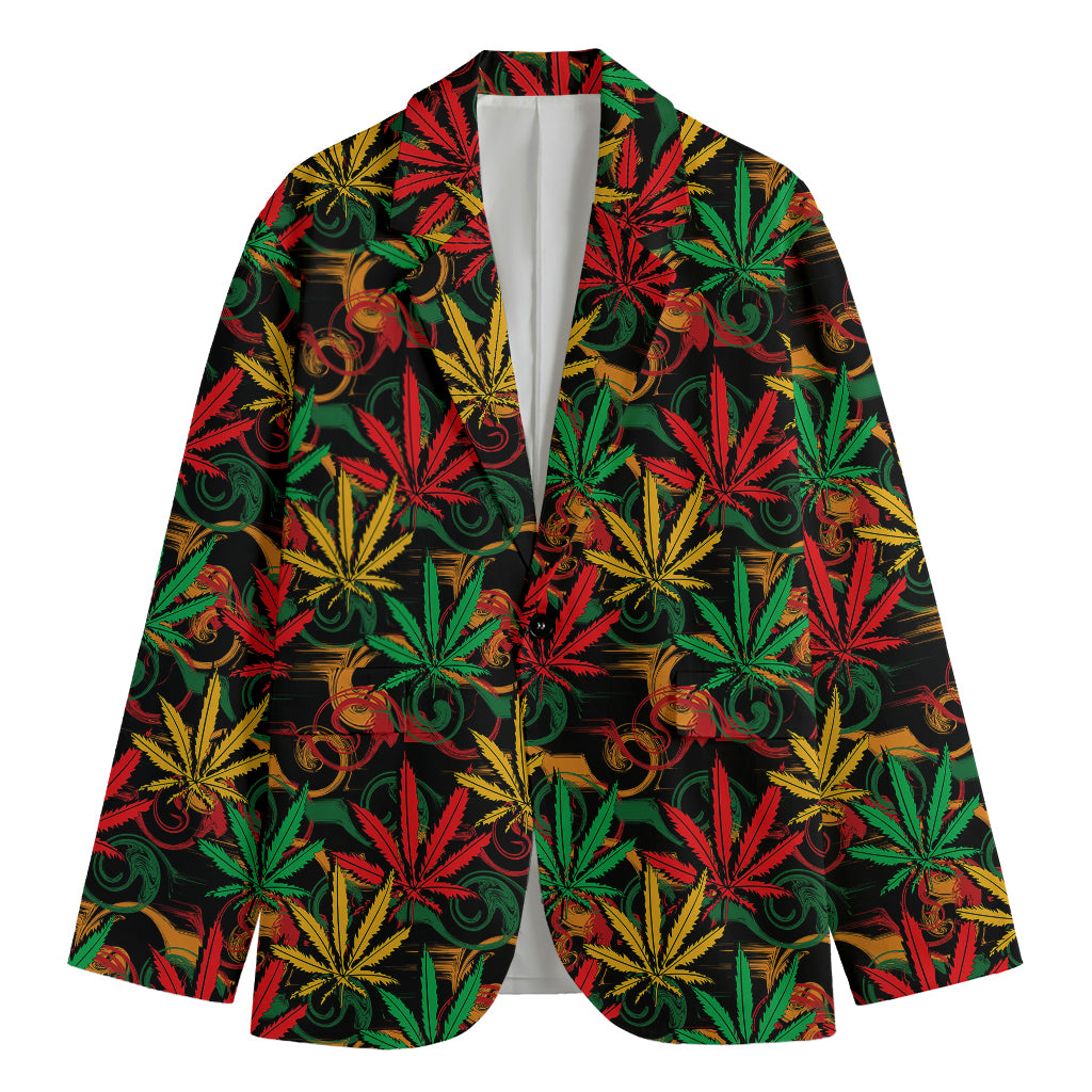 Rasta Marijuana Pattern Print Men's Blazer