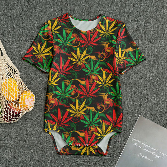 Rasta Marijuana Pattern Print Men's Bodysuit