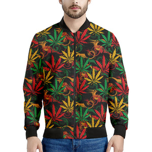 Rasta Marijuana Pattern Print Men's Bomber Jacket