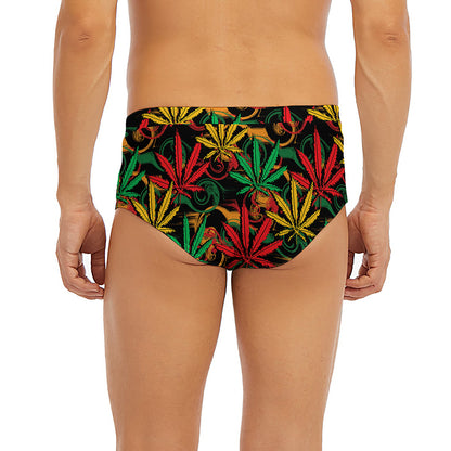 Rasta Marijuana Pattern Print Men's Briefs